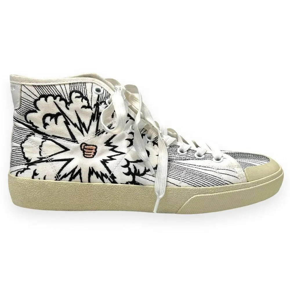 Saint Laurent Signature Court Surf Bang Embroidered High Top Sneakers Men's 39